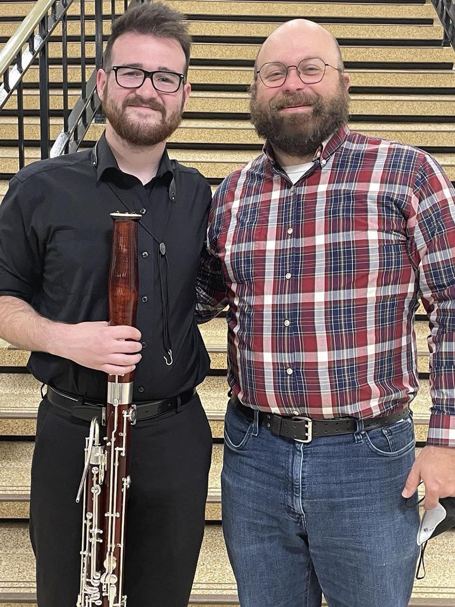 Gabe Roller (right) considers Dr. Joseph Tomasso (left) a key mentor in the Northwest music program. (Submitted photo)